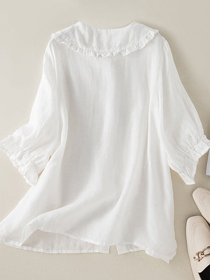 Zorelle | Blusa para mujer con cuello con volantes y manga tres cuartos