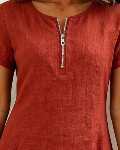 Renira | Vestido recto para mujer con cremallera y bolsillos