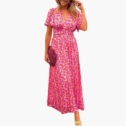 Antonia | Gekreuztes Maxikleid für Damen mit V-Ausschnitt  