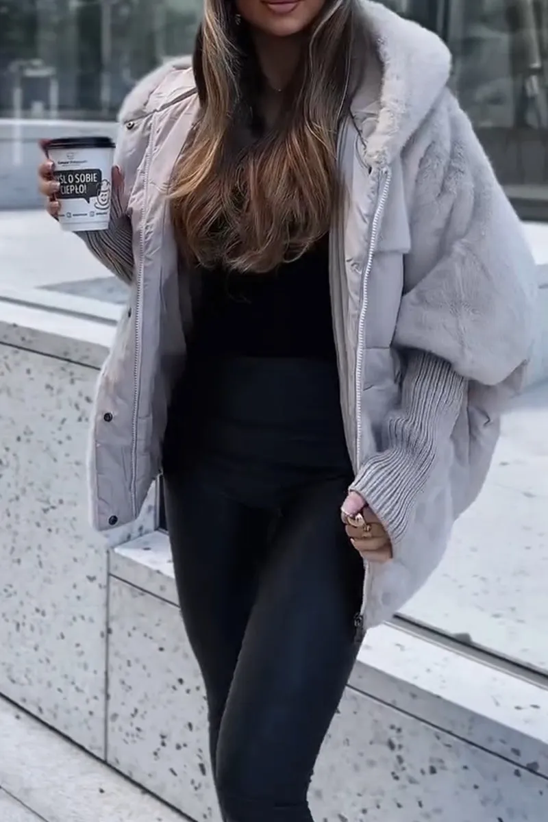 Candela | Chaqueta acolchada con pelo sintético y capucha mujer