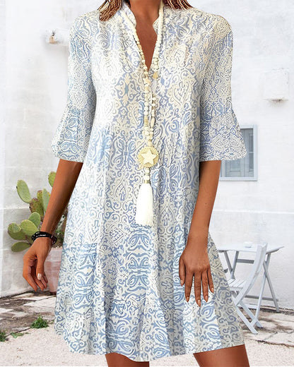 Calindra | Kurzes Damenkleid mit kurzen Ärmeln | Sommerlich  