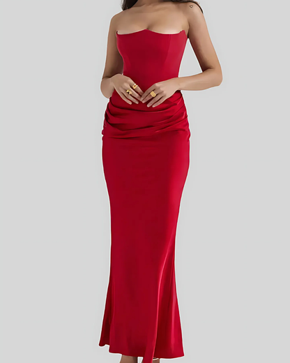 Lorena | Vestido maxi de boda con diseño drapeado elegante para mujer