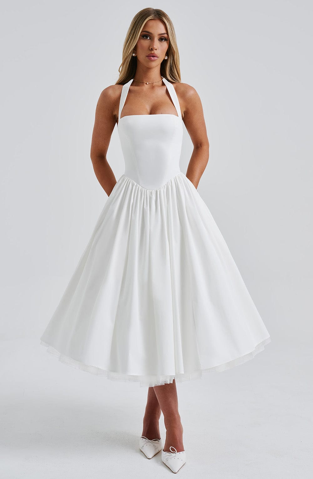 Lúa | Vestido midi halter para mujer para eventos