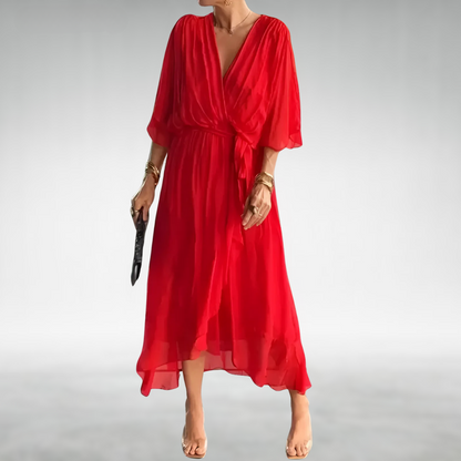 Izel | Elegant long dress with V-neckline