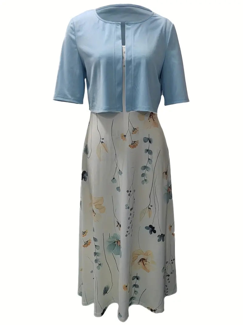 Sofía | Midikleid für Damen mit Blumenmuster und Jacke  