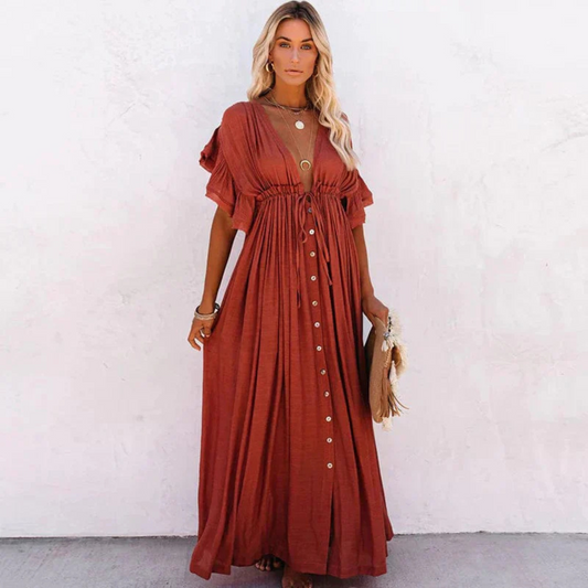 Yolanda | Vestido largo de mujer ligero y fluido para verano