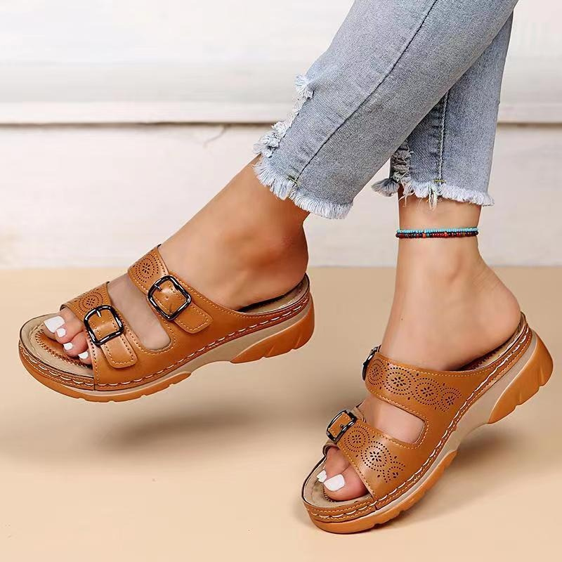 Sara | Orthopädische Damensandalen mit doppelter verstellbarer Schnalle
