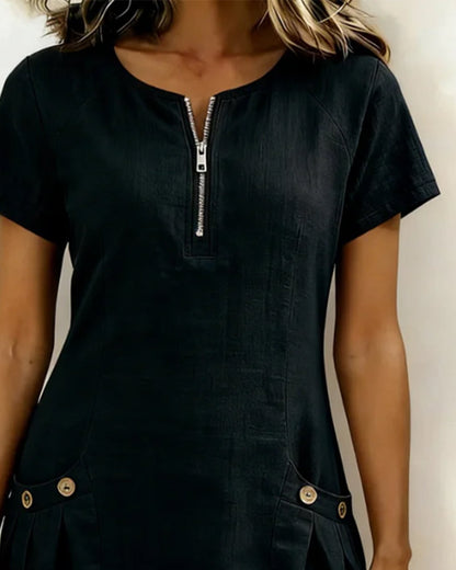 Renira | Vestido recto para mujer con cremallera y bolsillos