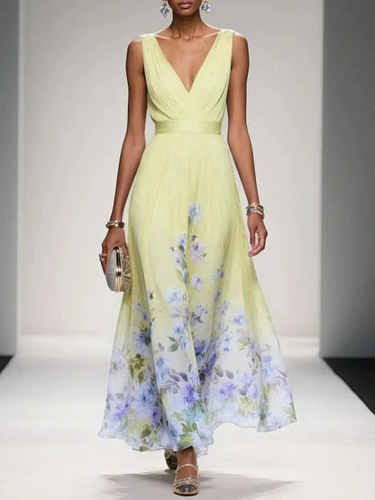 Umara | Floral print chiffon maxi summer dress