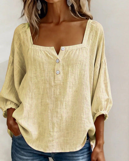 Lurea | Blusa para mujer con escote cuadrado y botones