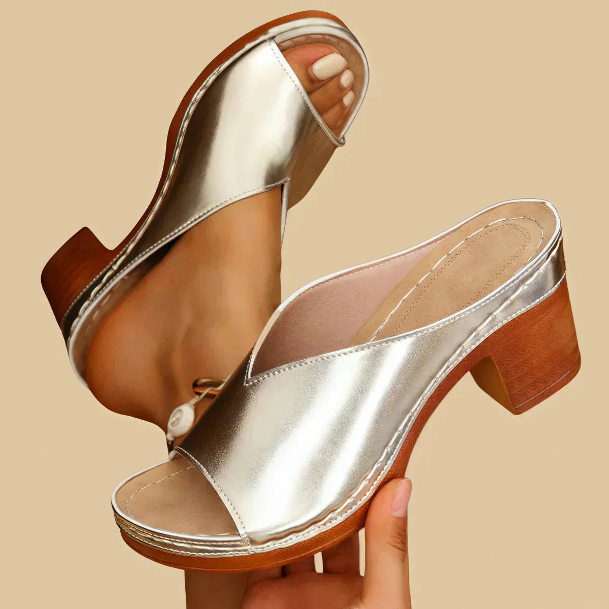 Rocío | Sandalias ortopédicas con tacón grueso y diseño abierto