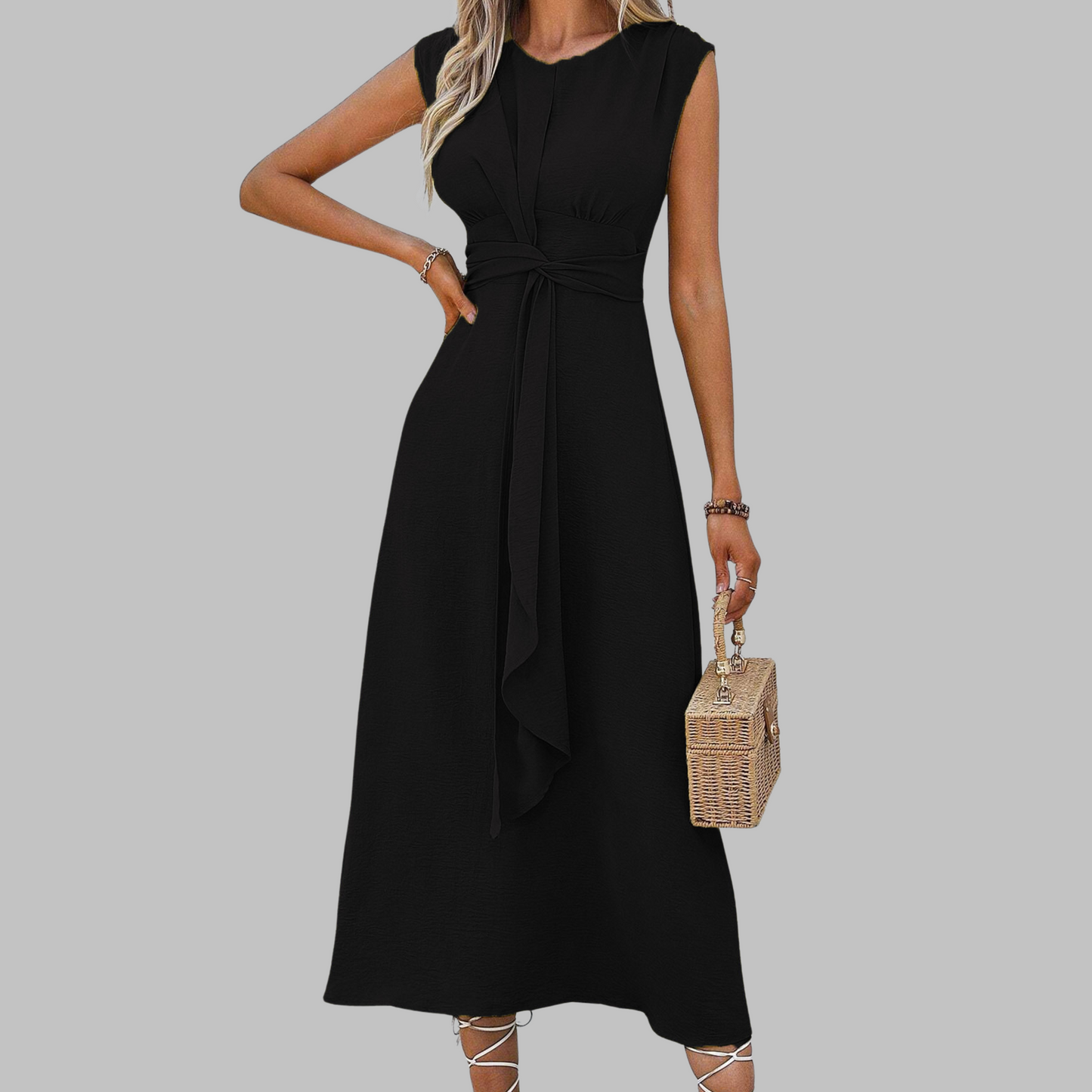 Zanira | Vestido maxi elegante con cuello redondo y sin mangas
