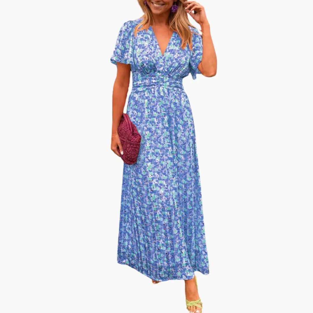 Antonia | Gekreuztes Maxikleid für Damen mit V-Ausschnitt  