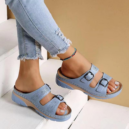 Sara | Orthopädische Damensandalen mit doppelter verstellbarer Schnalle