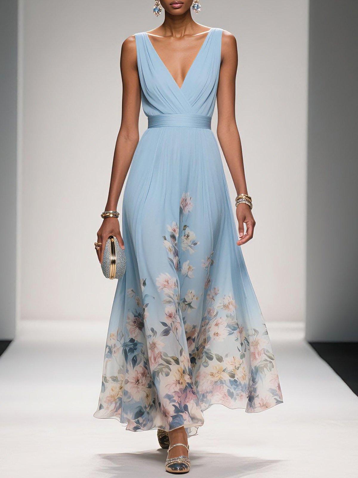 Umara | Floral print chiffon maxi summer dress