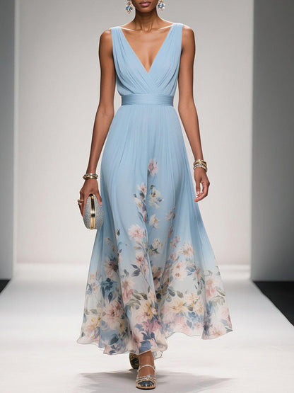 Umara | Floral print chiffon maxi summer dress