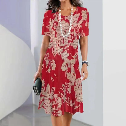Elmara | Vestido midi para mujer con estampado y manga corta