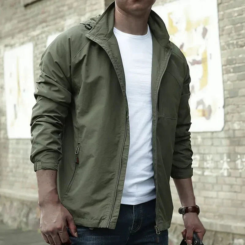 David | Chaqueta ligera para hombre con cuello alto y cremallera