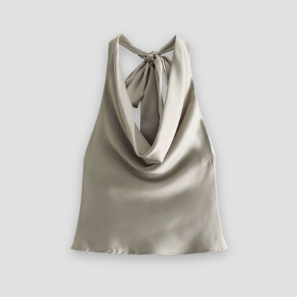 Arisenda | Top halter elegante de satén de mujer | Lazo