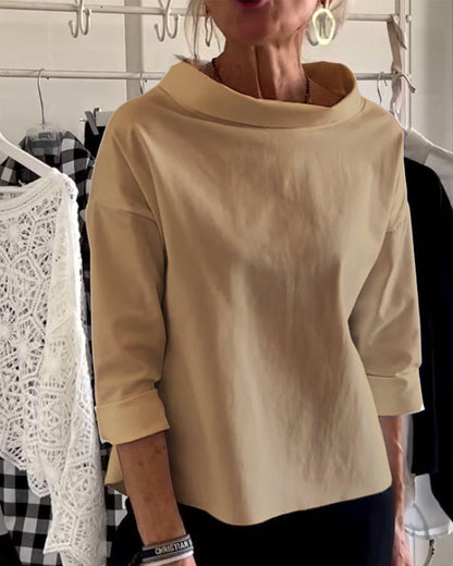 Xaviera | Top de punto para mujer con cuello barco y manga tres cuartos | Cómodo