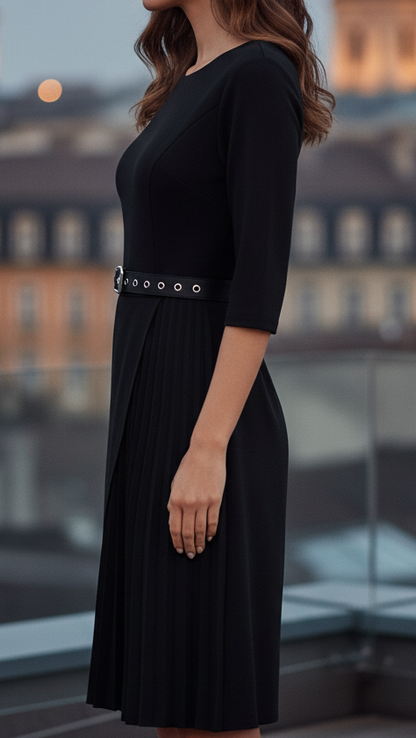 Uxue | Midikleid mit langen Ärmeln und Gürtel für Damen
