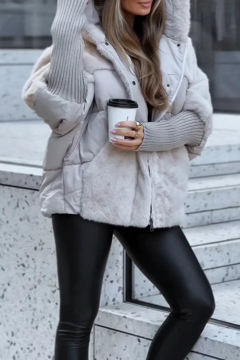 Candela | Chaqueta acolchada con pelo sintético y capucha mujer
