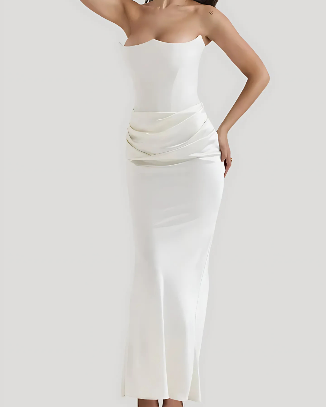 Lorena | Vestido maxi de boda con diseño drapeado elegante para mujer