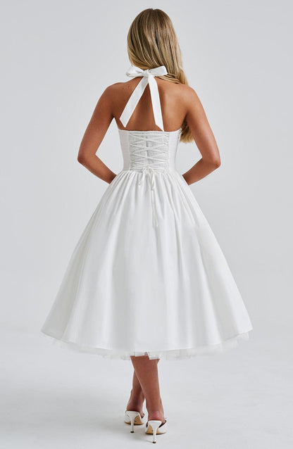 Lúa | Vestido midi halter para mujer para eventos