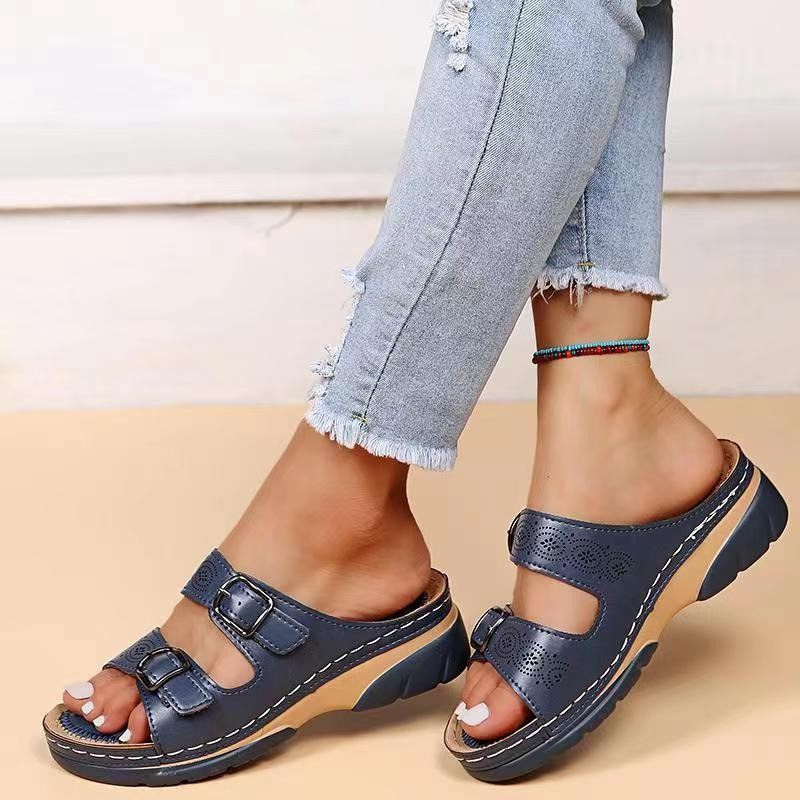 Sara | Orthopädische Damensandalen mit doppelter verstellbarer Schnalle
