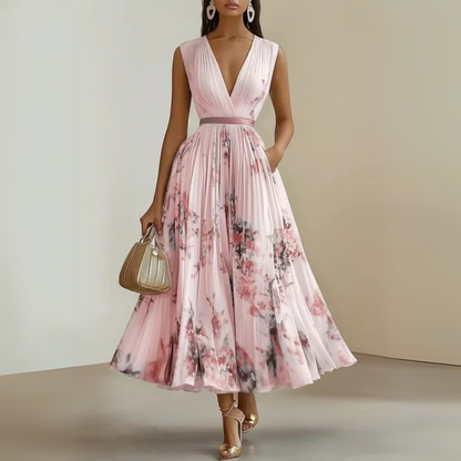 Andrea | Vestido maxi de verano de mujer sin mangas y estampado floral