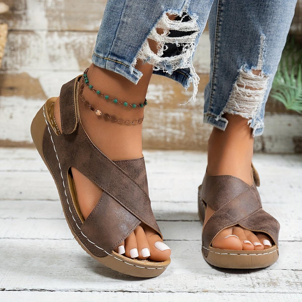 Lola | Keilsandaletten für Damen mit Plateau und gepolsterter Sohle  