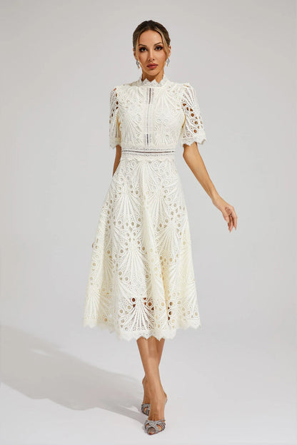 Leoncia | Robe midi élégante en dentelle pour femme