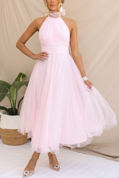 Demetrio | Langes ärmelloses Kleid mit Neckholder-Ausschnitt | Maxi