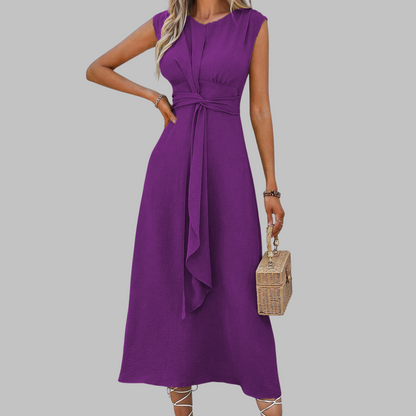 Zanira | Vestido maxi elegante con cuello redondo y sin mangas
