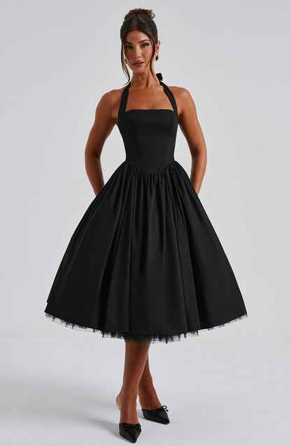 Lúa | Vestido midi halter para mujer para eventos