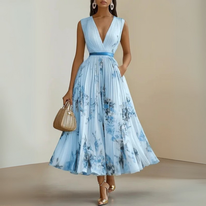 Andrea | Vestido maxi de verano de mujer sin mangas y estampado floral