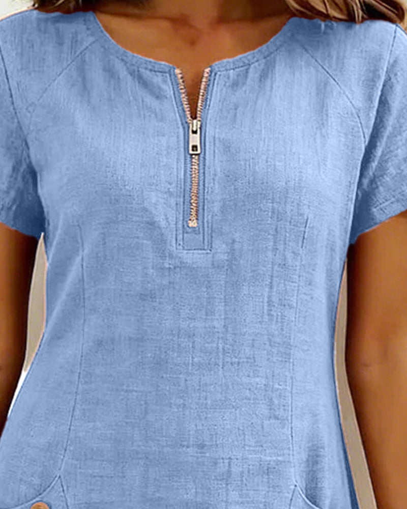 Renira | Vestido recto para mujer con cremallera y bolsillos