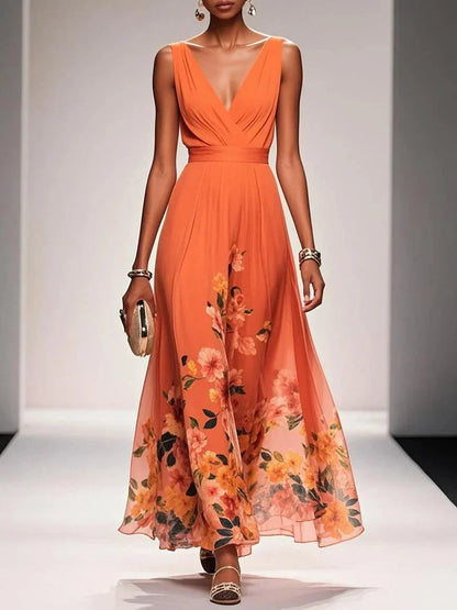 Umara | Floral print chiffon maxi summer dress