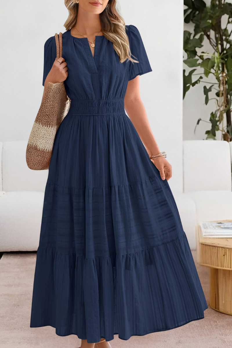 Milagros | Robe bohème avec taille froncée et manches courtes