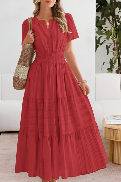 Milagros | Robe bohème avec taille froncée et manches courtes