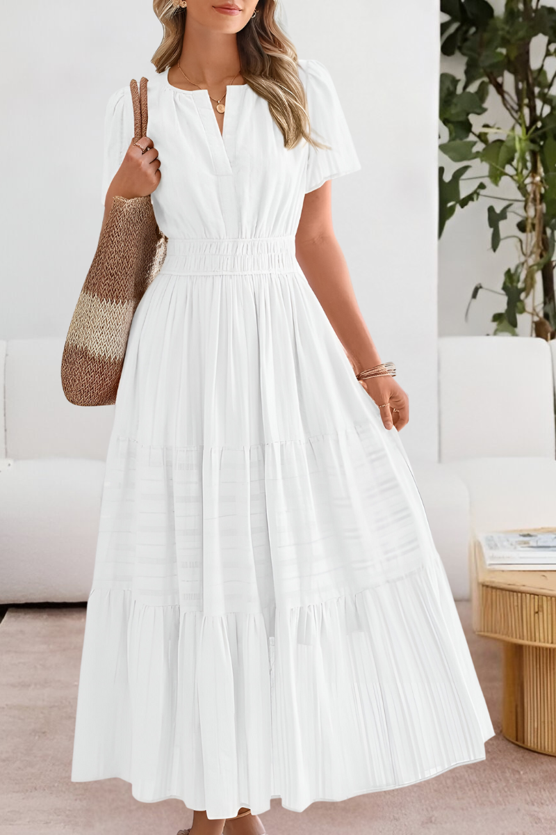 Milagros | Robe bohème avec taille froncée et manches courtes