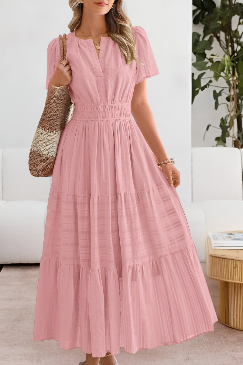 Milagros | Robe bohème avec taille froncée et manches courtes