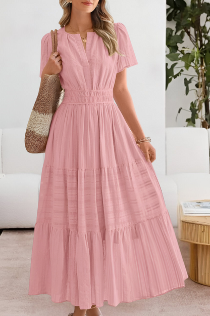 Milagros | Robe bohème avec taille froncée et manches courtes