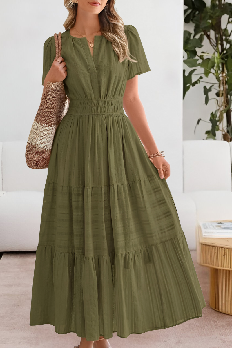 Milagros | Robe bohème avec taille froncée et manches courtes
