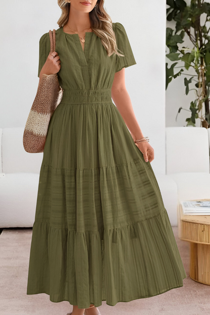 Milagros | Robe bohème avec taille froncée et manches courtes