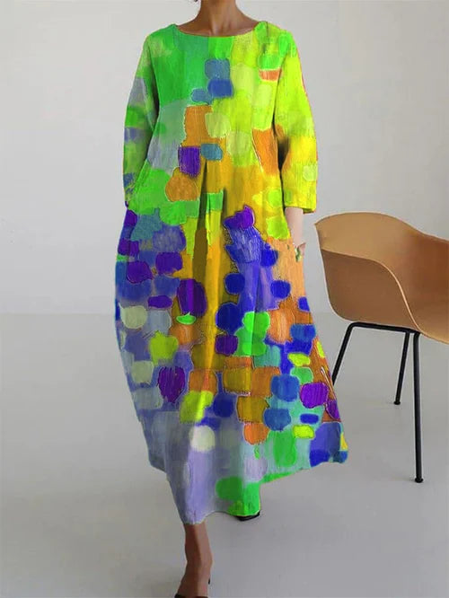 Avelina | Vestido maxi para mujer con estampado artístico y estilo relajado
