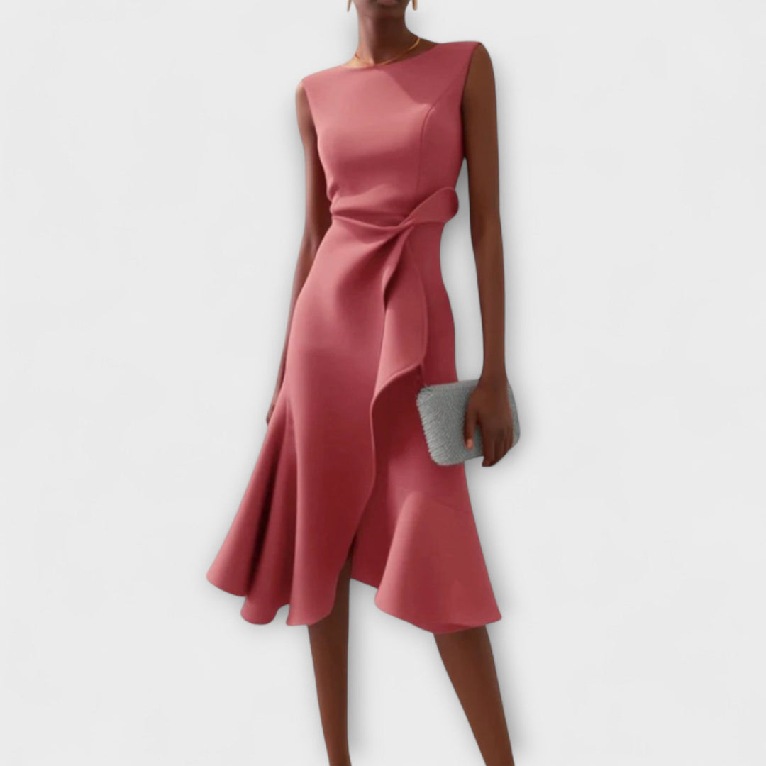 Waira | Vestido midi sin mangas con pliegues