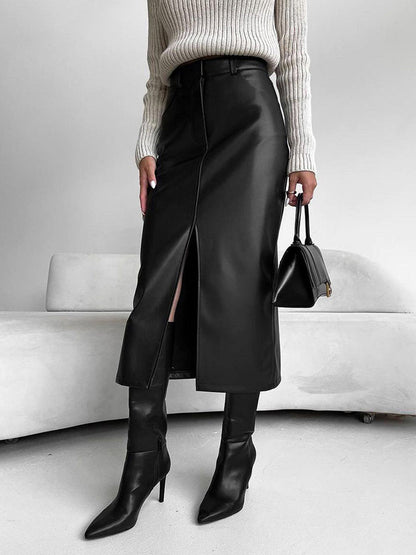 Edelmira | Falda midi elegante para mujer con abertura