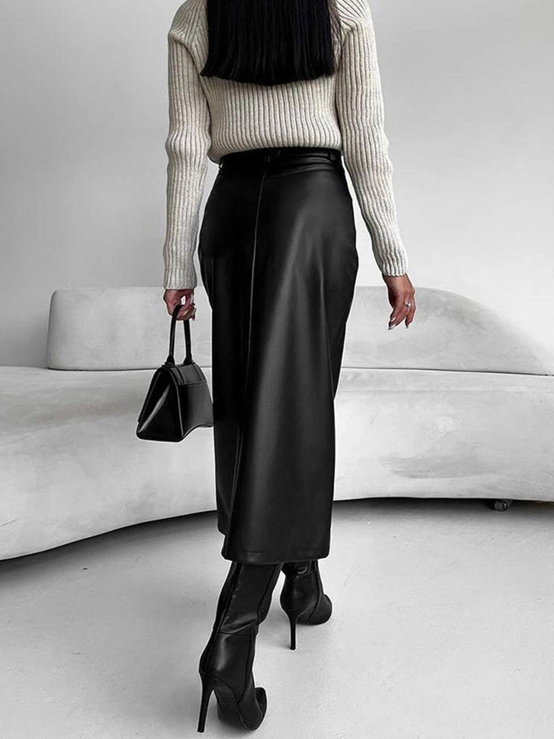 Edelmira | Falda midi elegante para mujer con abertura