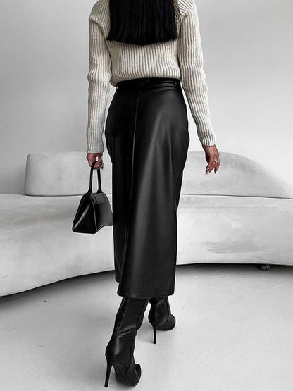 Edelmira | Falda midi elegante para mujer con abertura